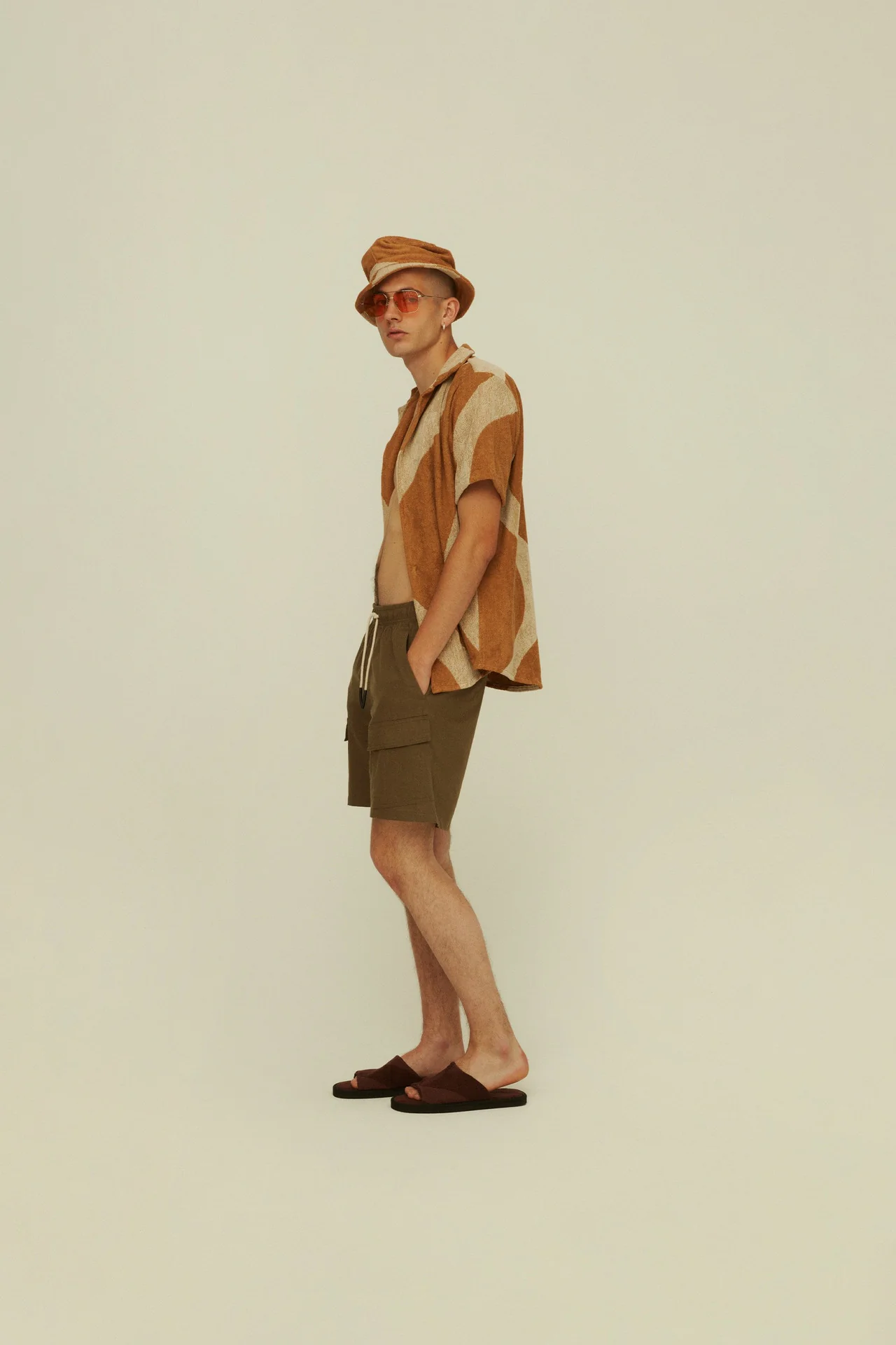 Army Cargo Linen Shorts - Green - Image 5